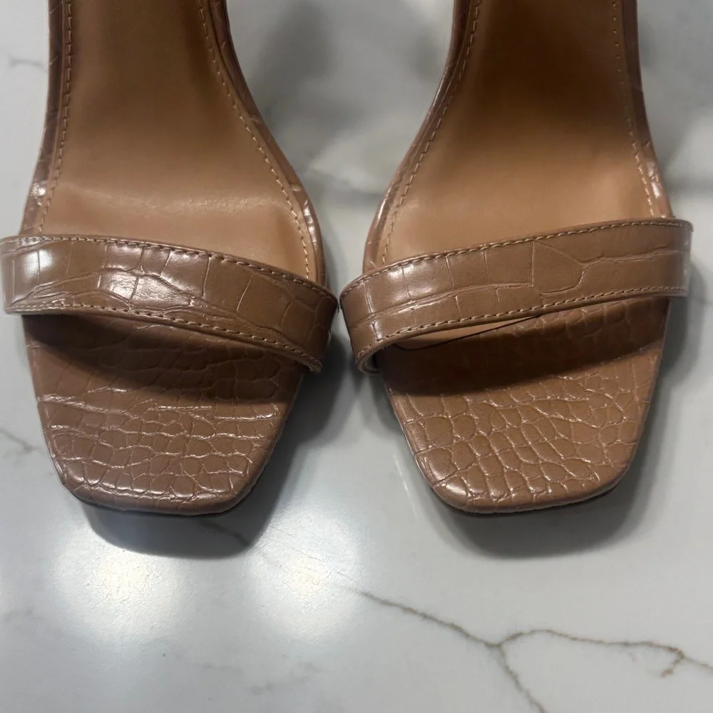 Express Tan Croc-Embossed Heels